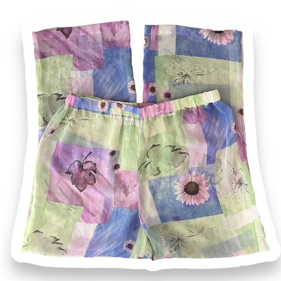 Vintage Other - Vintage Pastel Floral Sheer Mesh Cover Up Pants